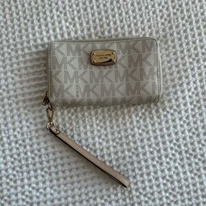 Michael Kors Beige Logo Wristlet